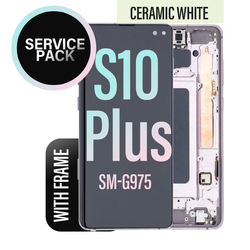 LCD Digitizer Screen Assembly with Frame Service Pack for Galaxy S10 Plus G975 - Ceramic White