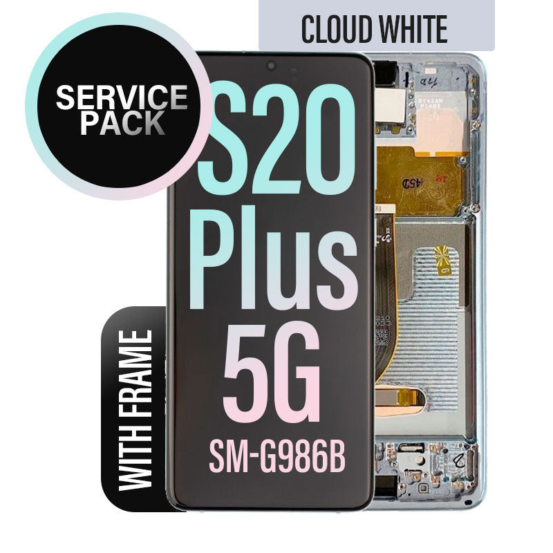 LCD Digitizer Screen Assembly with Frame Service Pack for Galaxy S20 Plus/ S20 Plus 5G  G986 - Cloud White