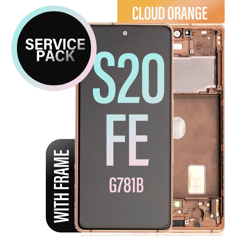 LCD Digitizer Screen Assembly with Frame Service Pack Replacement for Galaxy S20 FE G780-G781 - Cloud Orange