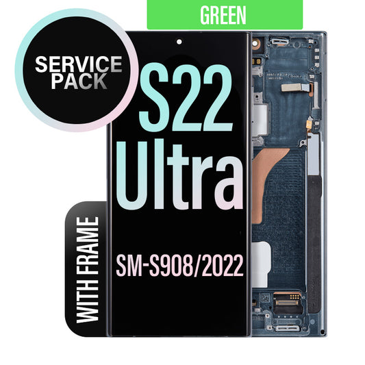 LCD Digitizer Screen Assembly with Frame Service Pack Replacement for Galaxy S22 Ultra 5G S908 - Green