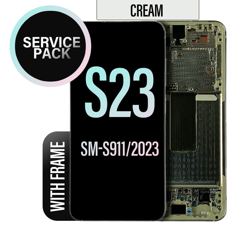 LCD Digitizer Screen Assembly with Frame Service Pack Replacement for Galaxy S23 S911 - Cream