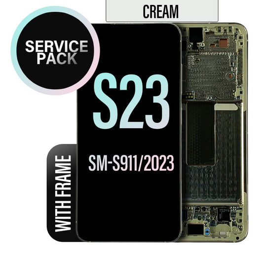 LCD Digitizer Screen Assembly with Frame Service Pack Replacement for Galaxy S23 S911 - Cream