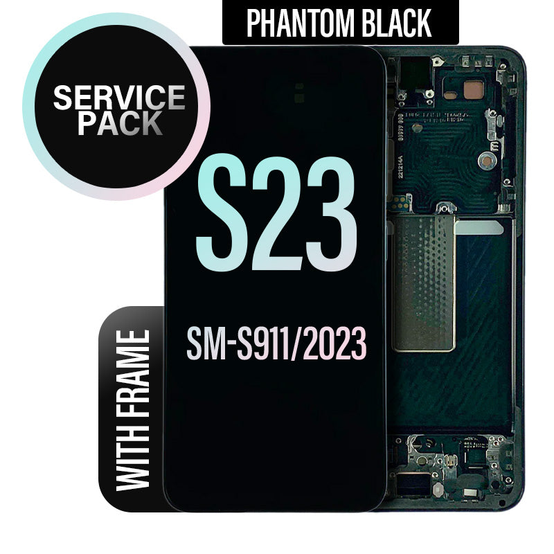 LCD Digitizer Screen Assembly with Frame Service Pack Replacement for Galaxy S23 S911 - Phantom Black