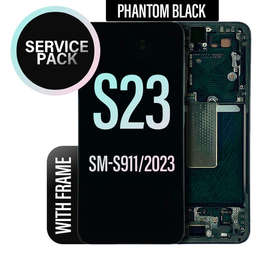 LCD Digitizer Screen Assembly with Frame Service Pack Replacement for Galaxy S23 S911 - Phantom Black