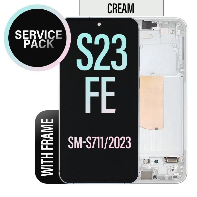 LCD Digitizer Screen Assembly with Frame Service Pack Replacement for Galaxy S23 FE S711 - Cream