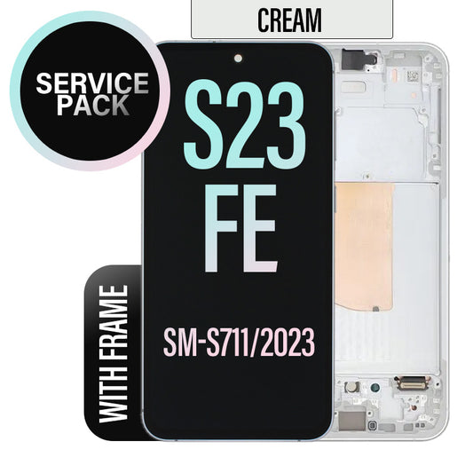LCD Digitizer Screen Assembly with Frame Service Pack Replacement for Galaxy S23 FE S711 - Cream