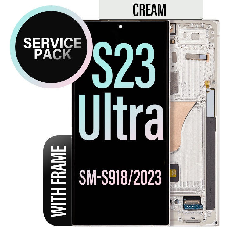 LCD Digitizer Screen Assembly with Frame Service Pack Replacement for Galaxy S23 Ultra S918 - Cream