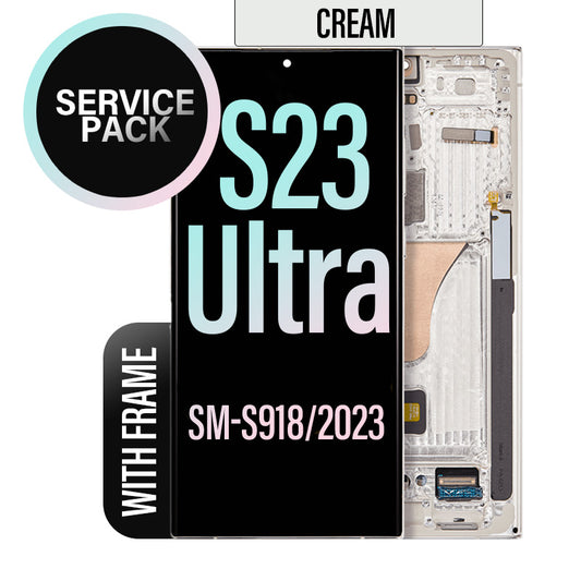 LCD Digitizer Screen Assembly with Frame Service Pack Replacement for Galaxy S23 Ultra S918 - Cream