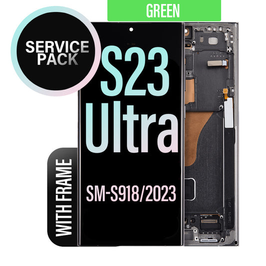 LCD Digitizer Screen Assembly with Frame Service Pack Replacement for Galaxy S23 Ultra S918 - Green