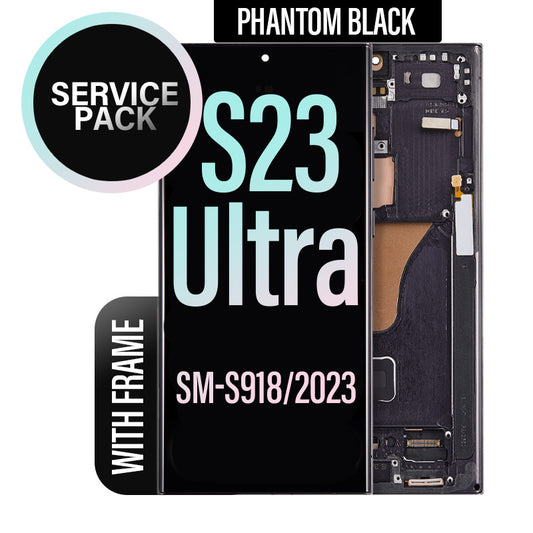 LCD Digitizer Screen Assembly with Frame Service Pack Replacement for Galaxy S23 Ultra S918 - Phantom Black