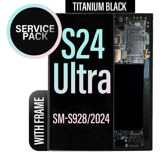 LCD Digitizer Screen Assembly with Frame Service Pack Replacement for Galaxy S24 Ultra S928 - Titanium Black