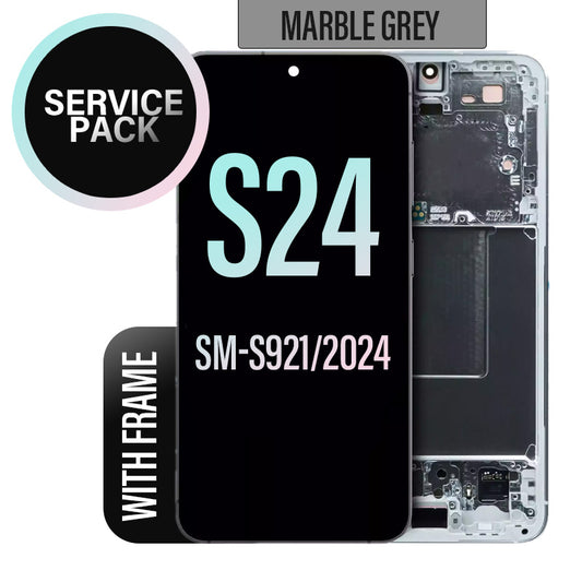 LCD Digitizer Screen Assembly with Frame Service Pack Replacement for Galaxy S24 S921 - Marble Grey