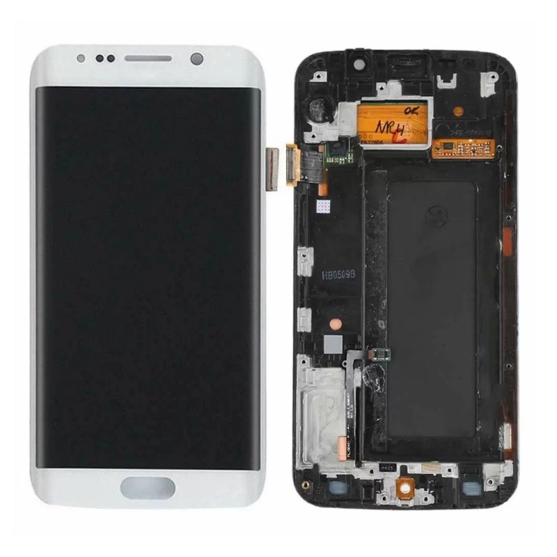 Original LCD Digitizer Screen Assembly with Frame  for Galaxy S6 Edge G925 - White