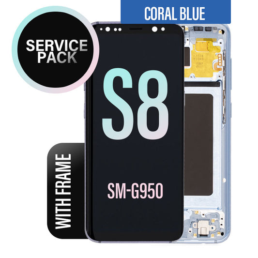 LCD Digitizer Screen Assembly With Frame Service Pack for Galaxy S8 G950 - Coral Blue