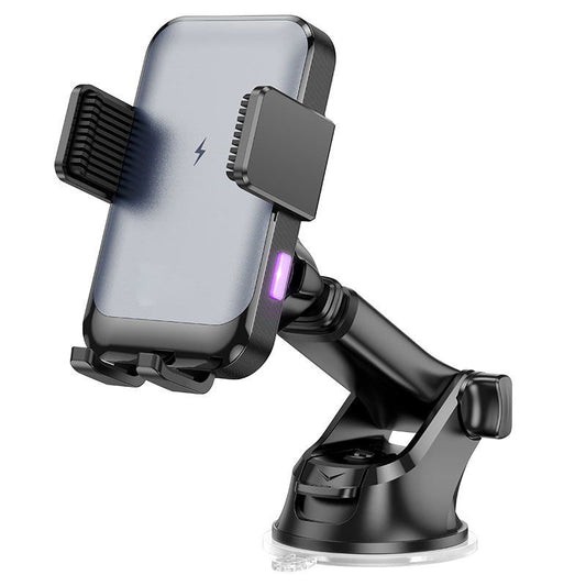 Hoco HW9 15W Fast Wireless Charger Car Holder 2 in 1- Black