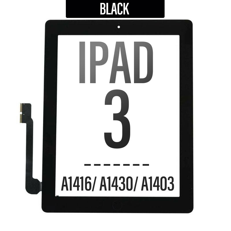Touch Screen Digitizer with Home Button and Adhesive tape For iPad 3 - Black