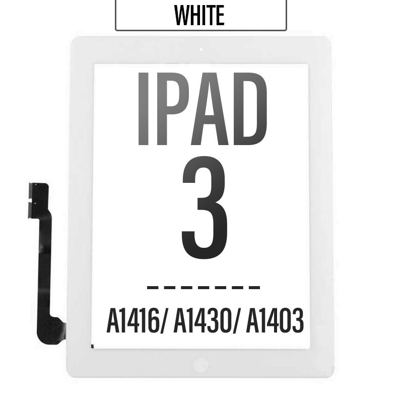 Touch Screen Digitizer with Home Button and Adhesive tape For iPad 3 - White