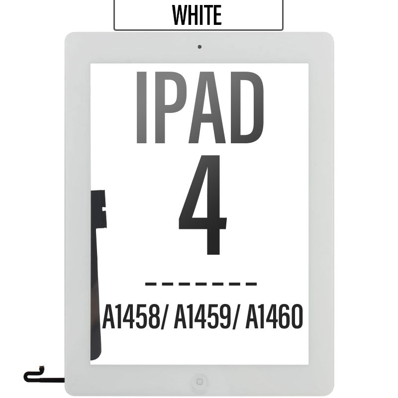 Full Assembly Touch Screen Digitizer with Home Button and Adhesive Tape For iPad 4 - White
