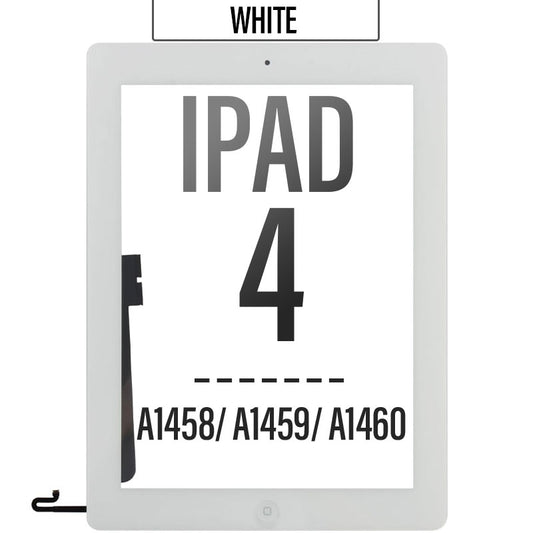 Full Assembly Touch Screen Digitizer with Home Button and Adhesive Tape For iPad 4 - White