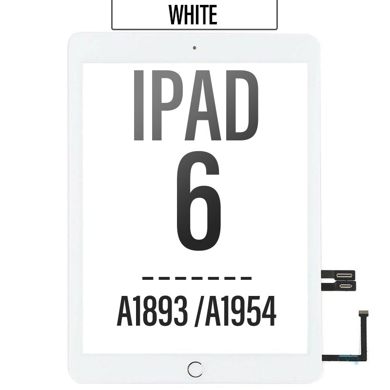 Touch Screen Digitizer with Adhesive For iPad 6th Gen 2018 (A1893/A1954) - White (With Home Button)