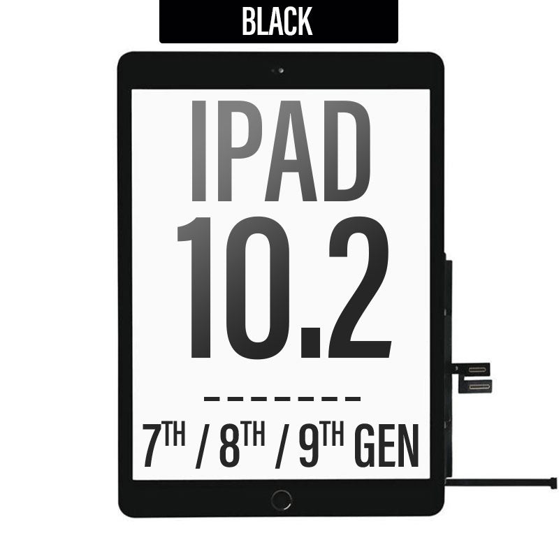 Touch Screen Digitizer with Adhesive For iPad 7th Gen/ 8th Gen/ 9th Gen (10.2 inch) - Black(With Home Button)