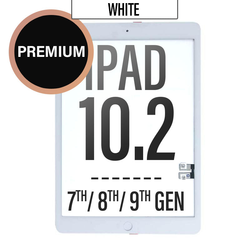 Touch Screen Digitizer with Adhesive For iPad 7th Gen/ 8th Gen/ 9th Gen (10.2 inch) - White (No Home Button)