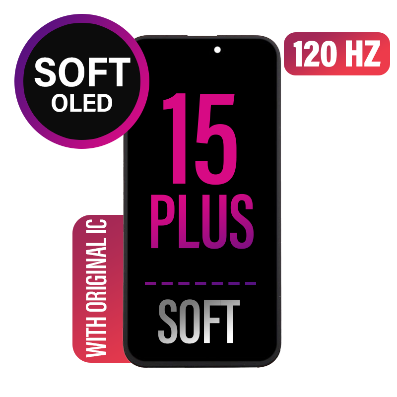 iPhone 15 Plus Screen Replacement Assembly -SOFT OLED - Soldered Original IC