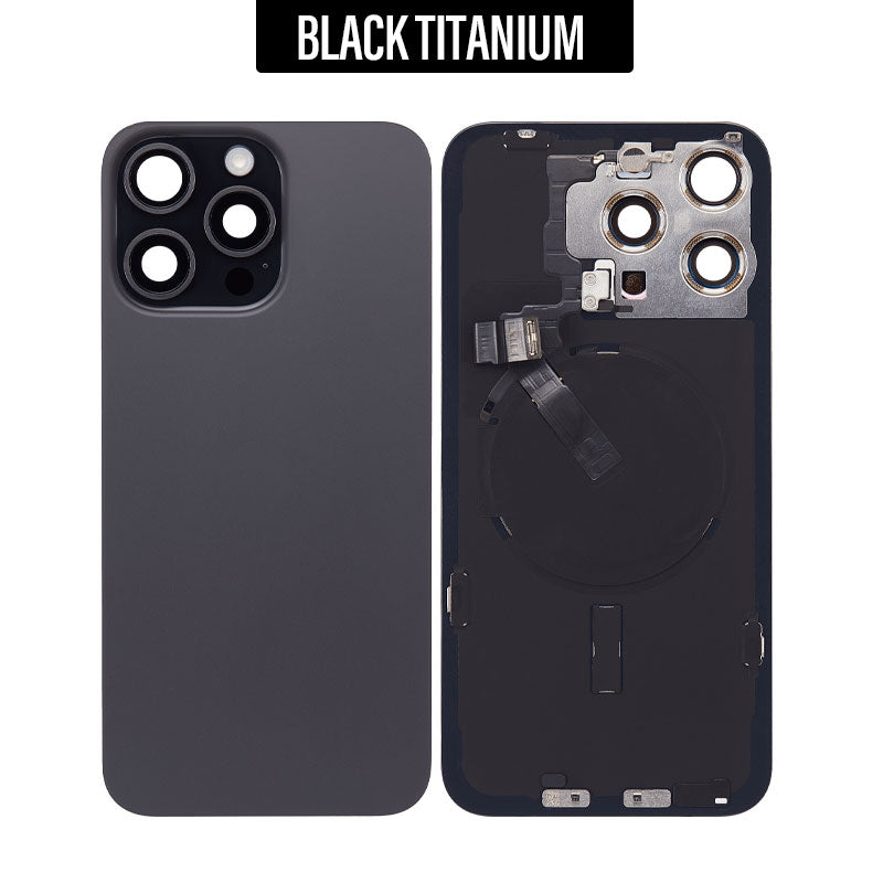 Back Glass Cover For iPhone 15 Pro Max (With Camera Frame and Wireless Charging Flex)