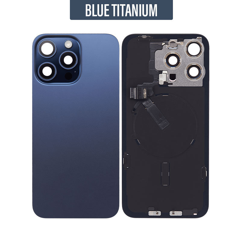 Back Glass Cover For iPhone 15 Pro Max (With Camera Frame and Wireless Charging Flex)