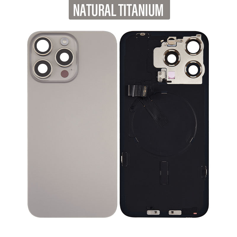 Back Glass Cover For iPhone 15 Pro Max (With Camera Frame and Wireless Charging Flex)