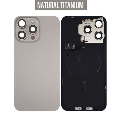 Back Glass Cover For iPhone 15 Pro Max (With Camera Frame and Wireless Charging Flex)