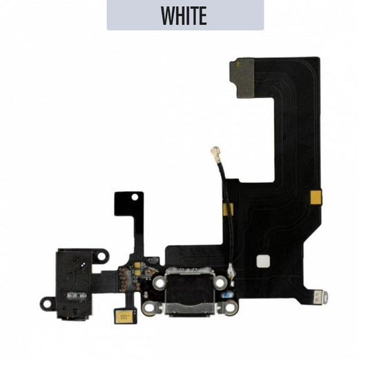 Charging Port Flex Handsfree Port Cable with Mic For iPhone 5 - White