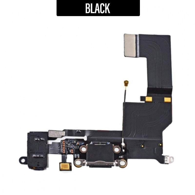 Charging Port Flex Handsfree Port Cable with Mic For iPhone 5S - Black