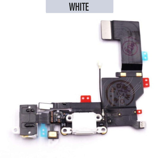 Charging Port Flex Handsfree Port Cable with Mic For iPhone 5S - White