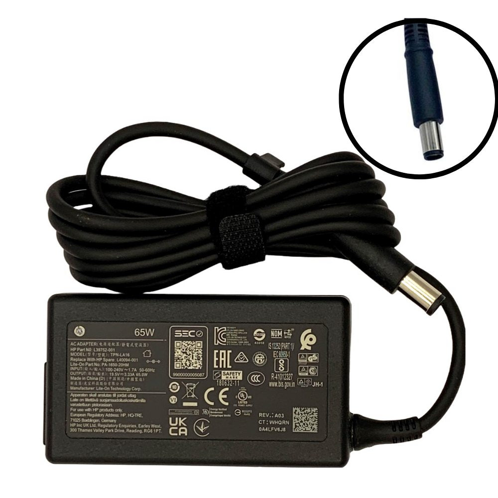 HP L40094-001 65W Charging Adapter 7.4mm Connector (Includes 0.5m Power Cord)