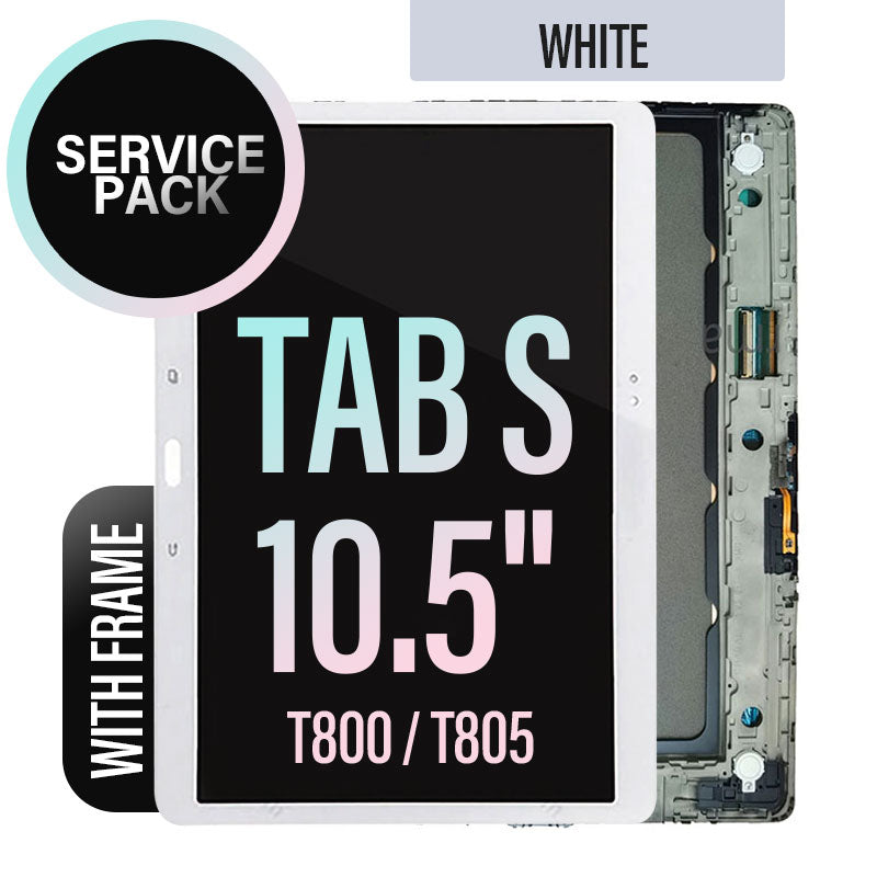 LCD Touch Screen Assembly With Frame For Galaxy Tab S 10.5 T800/ T805 -Service Pack- White