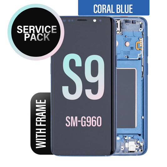 LCD Digitizer Screen Assembly With Frame Service Pack for Galaxy S9 G960 - Coral Blue