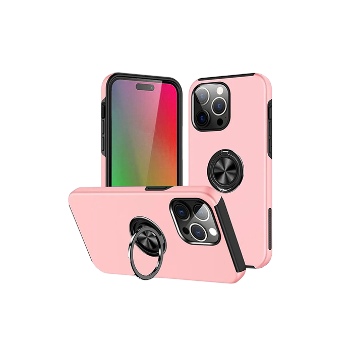 Magnetic Ring Stand Hybrid Case Cover For Galaxy S25 FE- Black