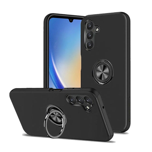 Magnetic Ring Stand Hybrid Case Cover For Galaxy A06-Black