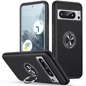 Magnetic Ring Stand Hybrid Case Cover For Google Pixel 10/ 10 Pro - Black