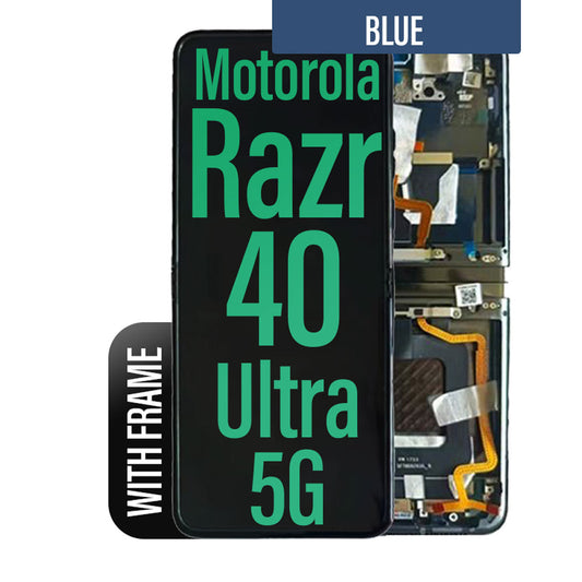 LCD Touch Screen Assembly With Frame for Motorola Razr 40 Ultra 5G- Blue