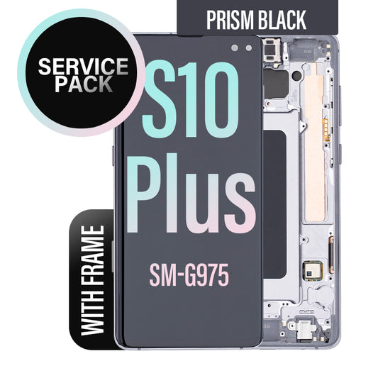 LCD Digitizer Screen Assembly with Frame Service Pack for Galaxy S10 Plus G975 - Prism Black