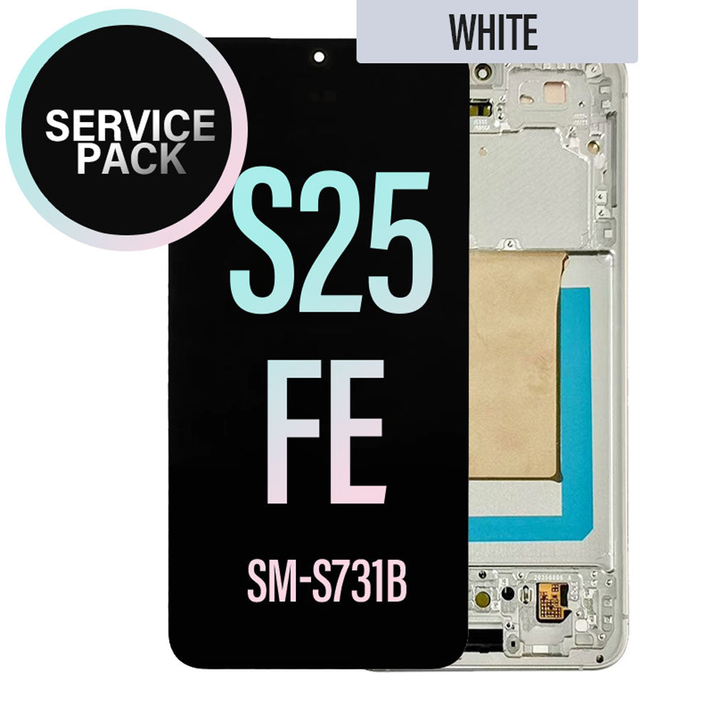 LCD Touch Screen Replacement Assembly With Frame For Galaxy S25 FE  -White
