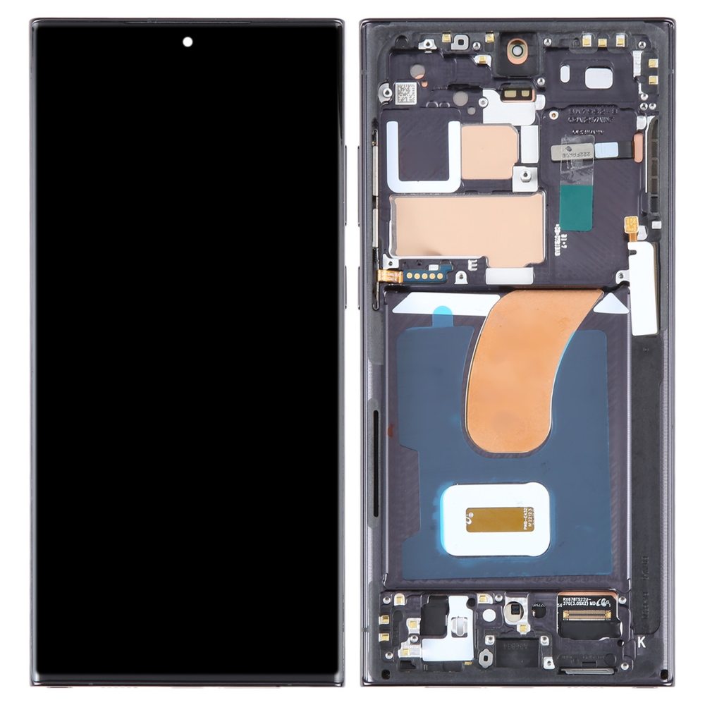 OLED LCD Digitizer Screen Assembly with Frame Replacement for Galaxy S23 Ultra S918- Phantom Black