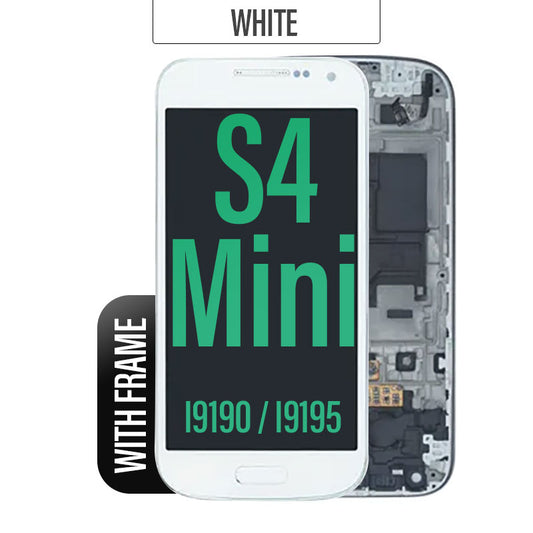 LCD Touch Screen Assembly with Frame For Galaxy S4 Mini - White