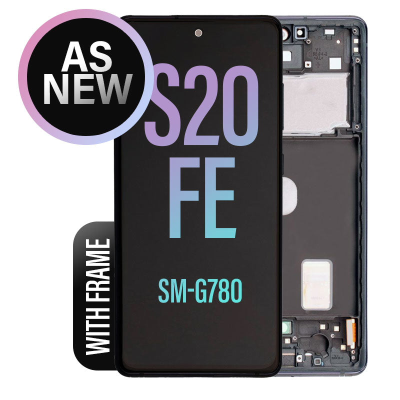 OLED (As New) LCD Digitizer Screen Assembly with Frame for Galaxy S20 FE G780-G781 - Cloud White