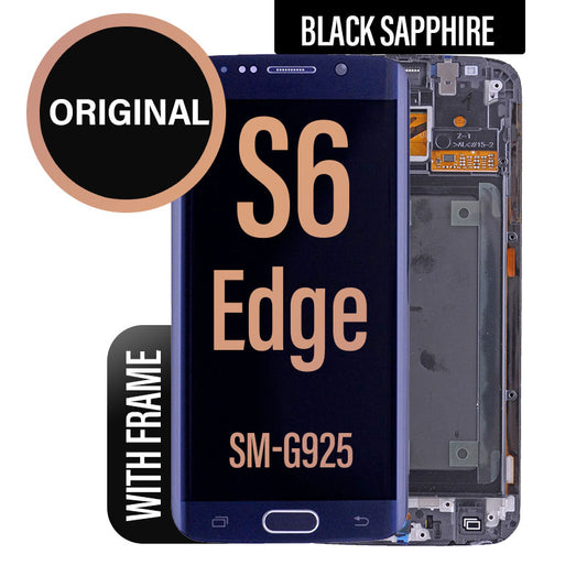 Original LCD Digitizer Screen Assembly with Frame  for Galaxy S6 Edge G925 - Black