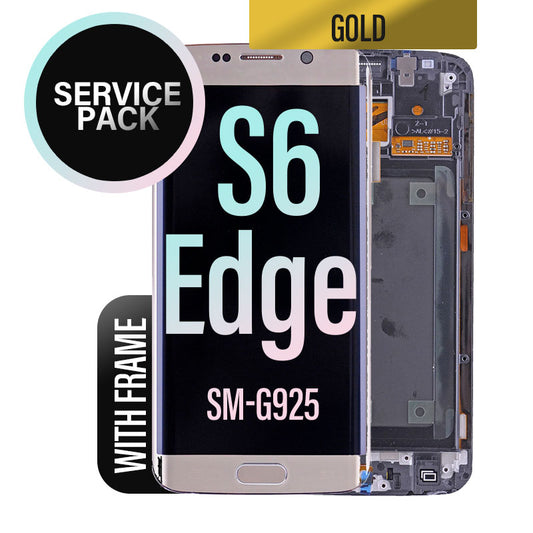 LCD Digitizer Screen Assembly with Frame Service Pack for Galaxy S6 Edge G925 - Gold