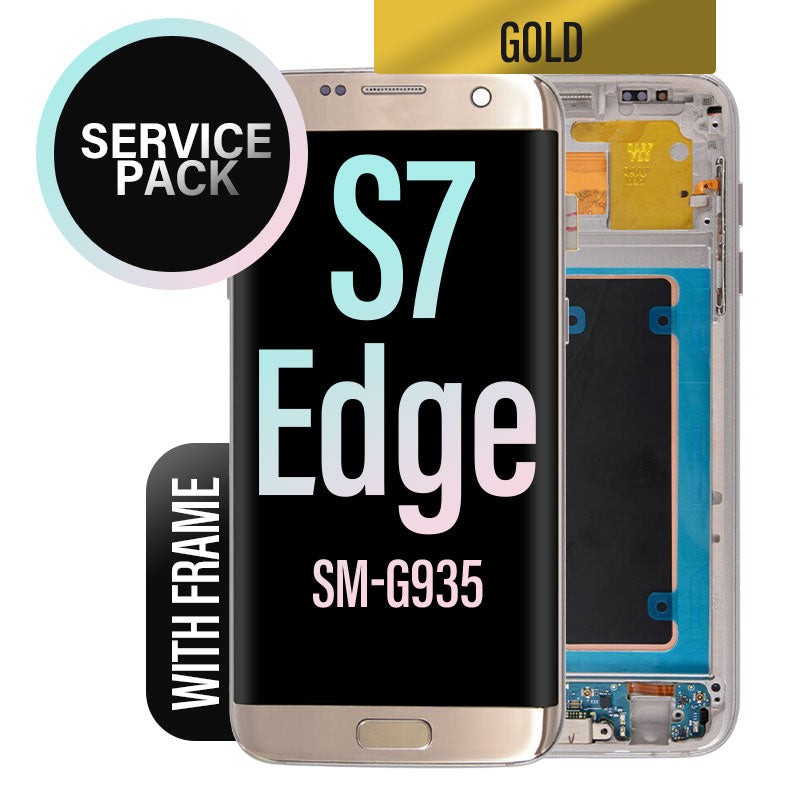 LCD Digitizer Screen Assembly With Frame Service Pack for Galaxy S7 Edge G935 - Gold