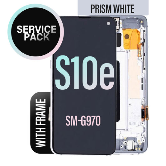 LCD Digitizer Screen Assembly with Frame Service Pack for Galaxy S10E G970 - Prism White